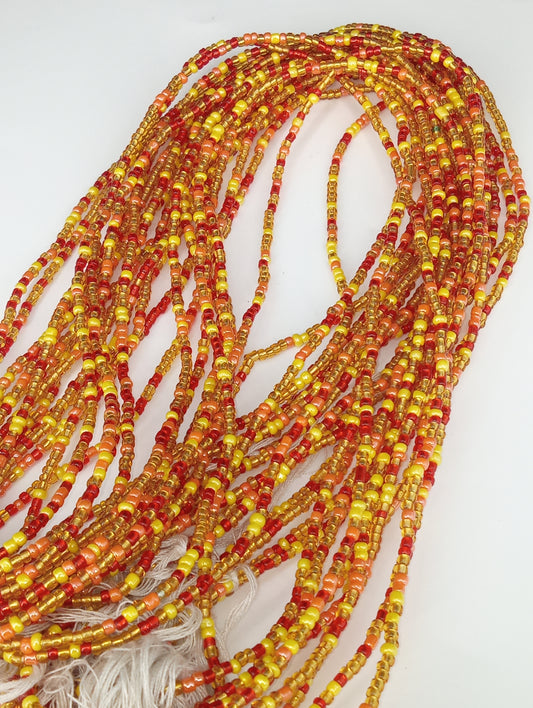 African Waist Beads gold,yellow, red